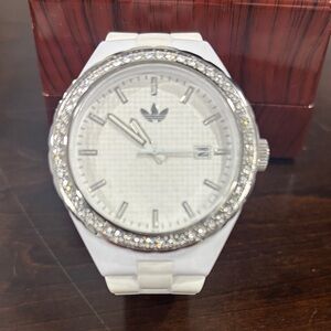 Adidas White Silver-Accented Smartwatch